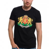 Нова мъжка черна тениска с релефен трансферен печат Герб на България , снимка 5 - Тениски - 28017520