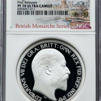 2022 Edward VII 2oz (62.2г) £5 - Сребърна Монета - NGC PF70 - Ограничено Издание 750 - Great Britain, снимка 1 - Нумизматика и бонистика - 43893576