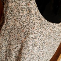 Маслено зелено-бяла лятна рокля на ситни цветя ХЛ+, снимка 3 - Рокли - 32856178