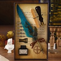 Луксозен комплект с писалка с перо и мастилница, снимка 5 - Други ценни предмети - 43480141