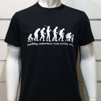 Нова мъжка тениска с трансферен печат Човешка еволюция в черен цвят, снимка 7 - Тениски - 36598981