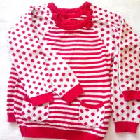 Блуза - пуловер в червено и бяло - 2 броя, снимка 2 - Детски пуловери и жилетки - 27049567