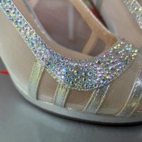 Megias Сребърни дамски обувки с висок ток, снимка 2 - Сандали - 36996664