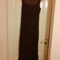Дълга кадифена кафява рокля, снимка 1 - Рокли - 33633715