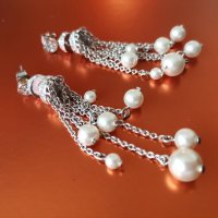 Висящи обеци с перли и метал, снимка 2 - Обеци - 28310563