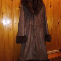 Палто кожух естествена телешка кожа / бокс с пух от вълк ТУРСКИ, снимка 1 - Якета - 43094696