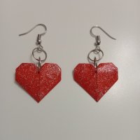 Червени обеци, сърце, снимка 2 - Обеци - 43506419