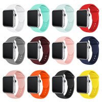 Силиконова каишка за Apple Watch - 38, 40, 42, 44, 41, 45 - розов цвят, снимка 5 - Смарт часовници - 32322359