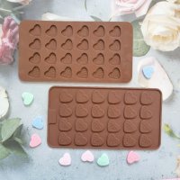 4 вида плитки релефни сърца сърце силиконов молд форма декор украса торта фондан шоколад мъфини, снимка 7 - Форми - 22692118