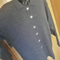 Тъмно сива зимна блуза с декоративни копчета звездички 3ХЛ, снимка 3 - Блузи с дълъг ръкав и пуловери - 35052455