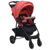 Бебешка количка 3-в-1, червена, стомана, снимка 5 - Детски колички - 37692055
