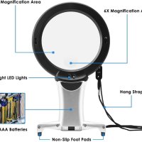 Увеличителна лупа с Led осветление със две зони за увеличение 2х и 6х НОВА, снимка 2 - Други стоки за дома - 43466846