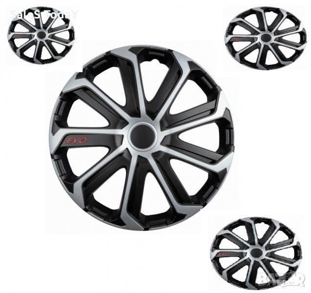 Тасове за джанти, 14", EVO, черен/ сив, снимка 1