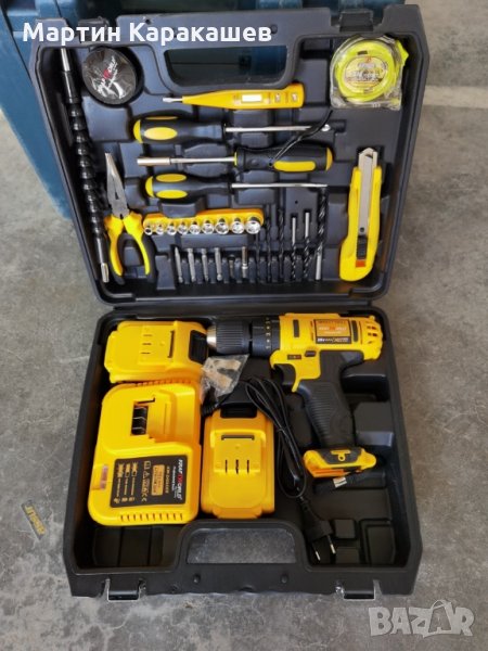 УДАРЕН ВИНТОВЕРТ С ИНСТРУМЕНТИ + ПОДАРЪК USB ФЕНЕР 36V, 6.0 AH, снимка 1