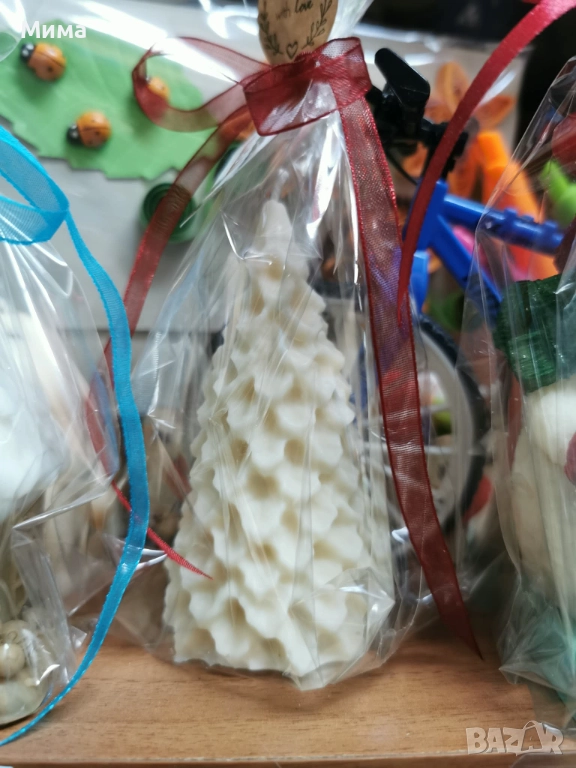 Ароматна коледна свещ - Елха кремава, снимка 1