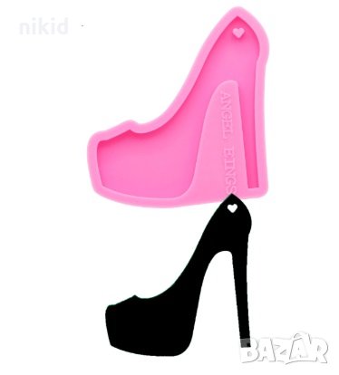 Висок ток дамска обувка плитък силиконов молд форма фондан украса смола бижу шоколад, снимка 1