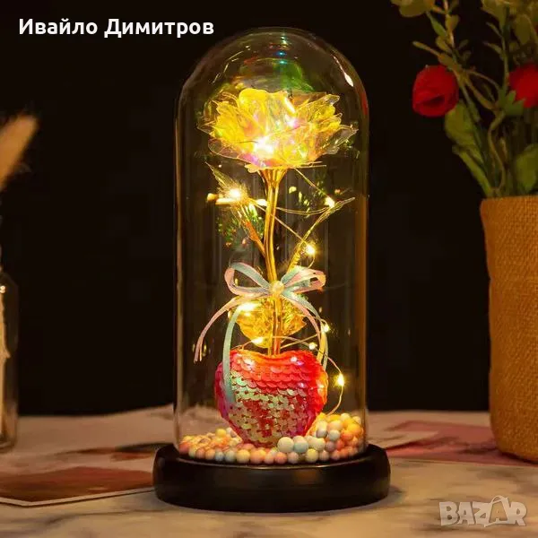 Мини Декоративна Златна Роза LED лампа 24k златно, снимка 1
