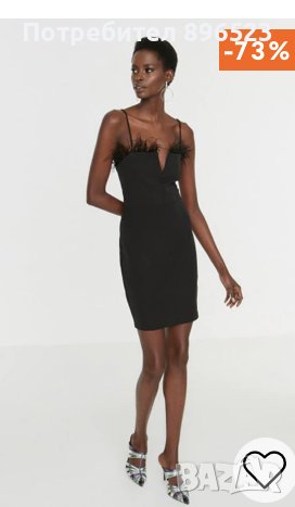 НОВО!Дамска ефирна черна рокля с пух, снимка 1