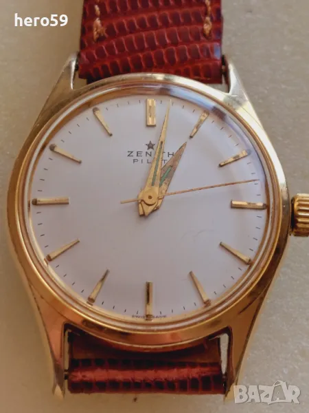 ZENITH PILOT cal.120 позлата 40 микрона-Зенит мъжки часовник 1960г., снимка 1