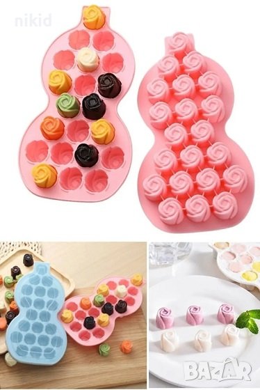 21 пъпки пъпка роза силиконов молд форма фондан бонбони шоколад гипс сапун лед свещ декор, снимка 1