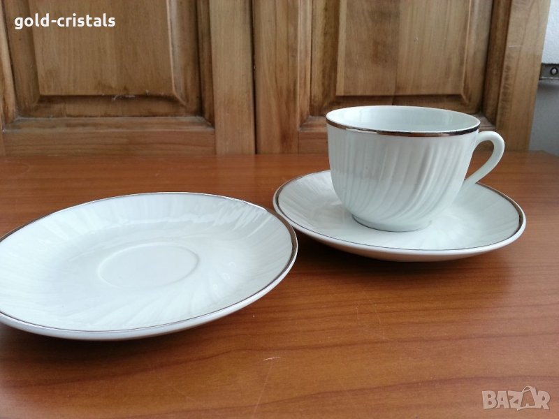 Стар български порцелан чаша за чай  сребърен кант, снимка 1