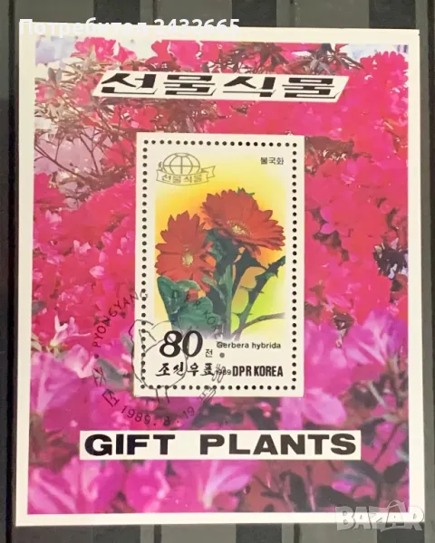 2500. Сев. Корея 1989 = “ Флора. Цветя. Гербери.”, СТО, снимка 1