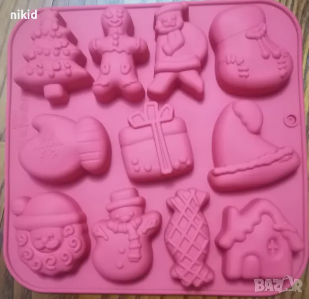 11 Коледни Елха подарък къща папка ръкавица човече силиконов молд фрома фондан шоколад гипс декор, снимка 1