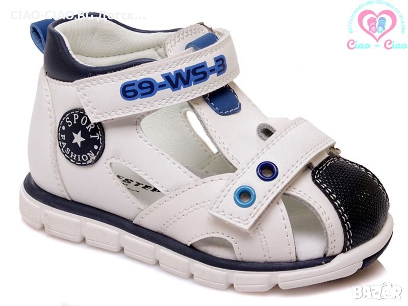 №21-№26, Сандали за бебе момче WEESTEP бели със сини акценти, снимка 1