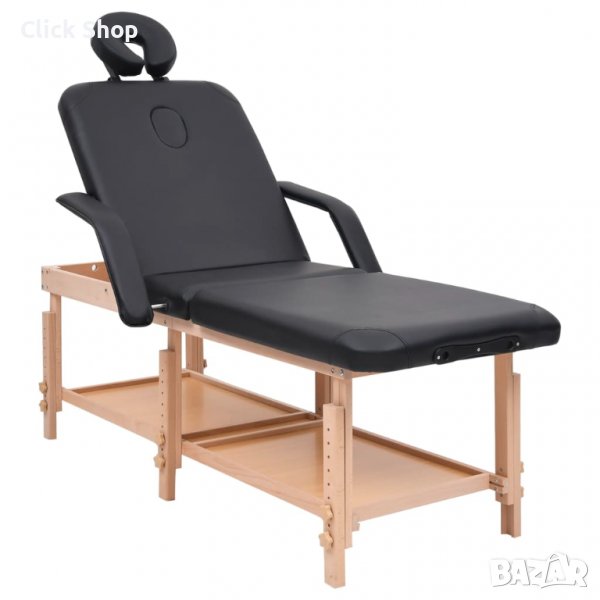 Масажна кушетка с 3 зони, черна, изкуствена кожа, снимка 1