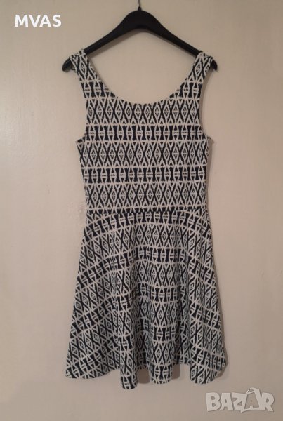 Нова лятна рокля H&M 34-36 XS-S тъмно синьо и бяло, снимка 1