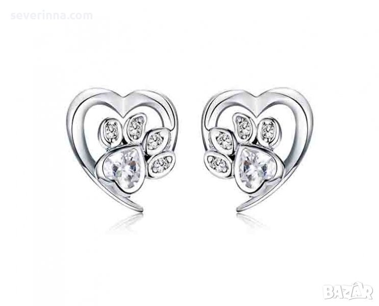 Сребърни обеци Лапички, снимка 1