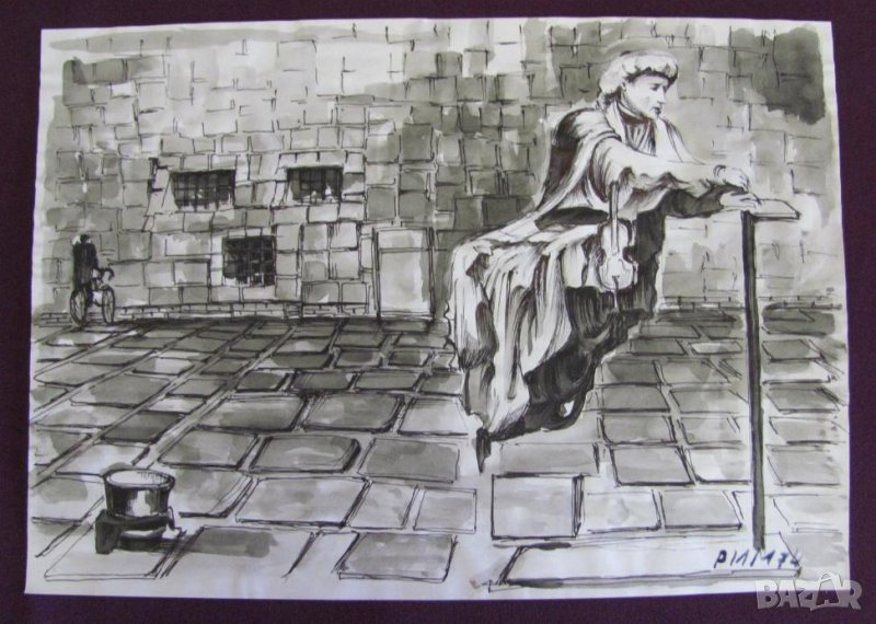 1974г. Картина акварел Тодор Дрянков подписана, снимка 1