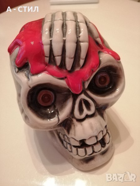 Керамична касичка череп, снимка 1