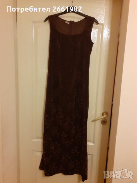 Дълга кадифена кафява рокля, снимка 1