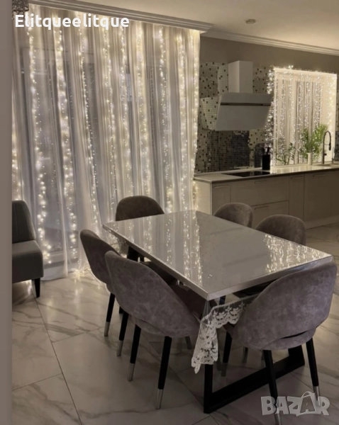 Коледна завеса от лампички / Цветове - Студено бяло, топло бяло, шарено. , снимка 1