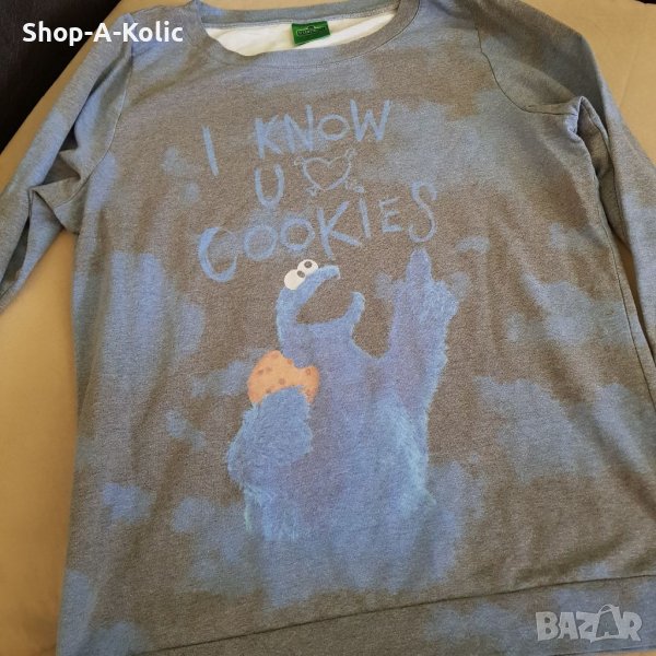 Original Vintage SESAME STREET ELMO COOKIE MONSTER Crewneck Sweatshirt, снимка 1