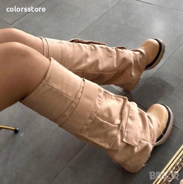 Ботуши на платформа - бежов деним - BTD1, снимка 1