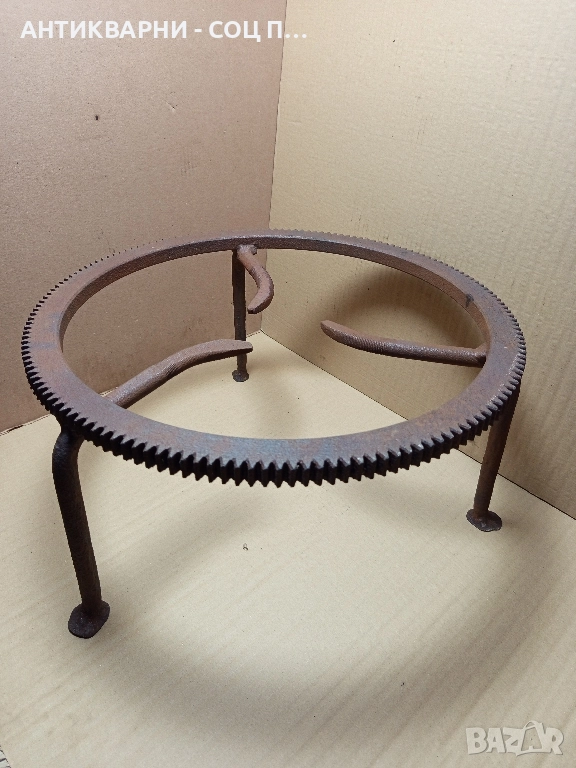 Стар Ръчно Изработен Масивен Саджек Пиростия За Огнище 9кг. , снимка 1