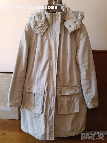 Бежово платово яке размер 42, снимка 1