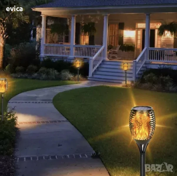 Соларна лампа тип пламък – комплект от 6 бр., снимка 1