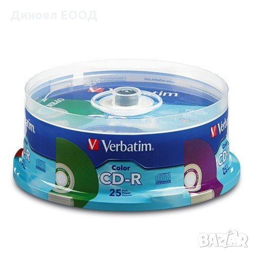 CD-R диск в PVC опак. 25бр. Verbatim Vibrant Color Surface 700MB 52X, снимка 1