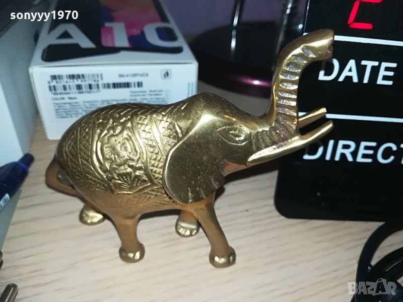 АНТИК-слонче-мед/месинг 10х9х5см, снимка 1