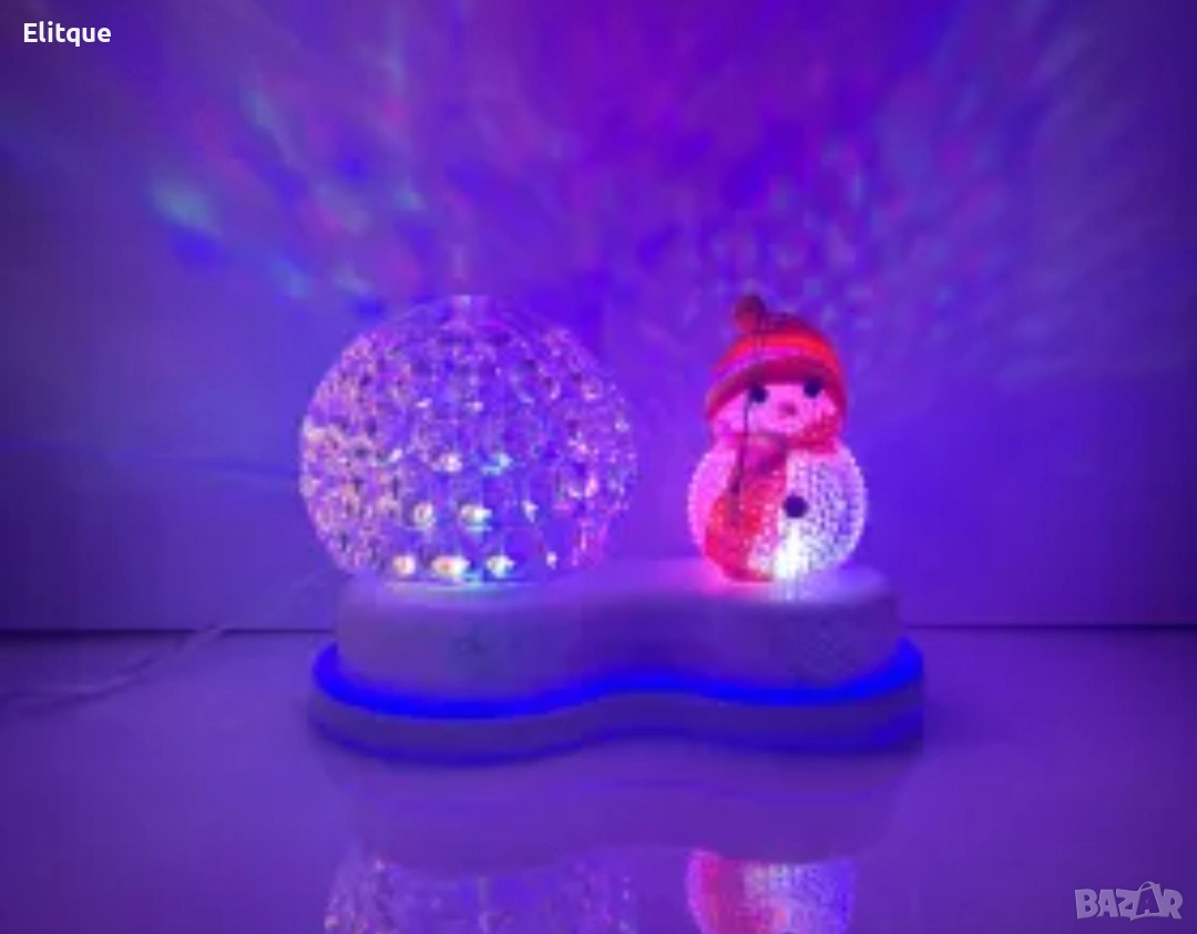 Коледна LED лампа сфера с коледна фигура на Снежен човек и многоцветна светлина, снимка 1