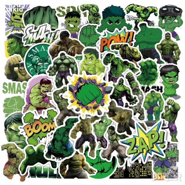 50 бр Хълк Hulk самозалепващи лепенки стикери за украса декор картонена ...