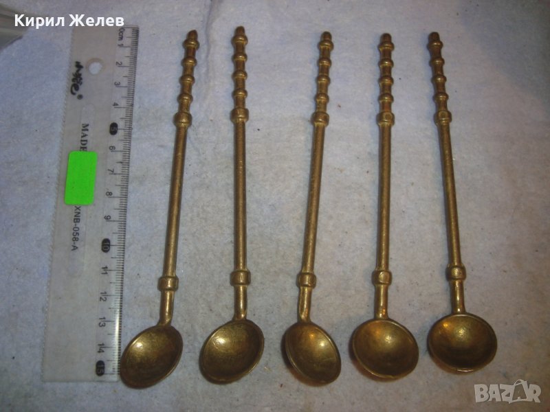 ЛОТ ПЕТ СТАРИ МАСИВНИ КОКТЕЙЛНИ БРОНЗОВИ ЛЪЖИЧКИ РЕДКИ за КОЛЕКЦИЯ ДЕКОРАЦИЯ ПОЛЗВАНЕ 30964, снимка 1