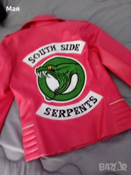 Дамско, ефектно кожено яке, снимка 1