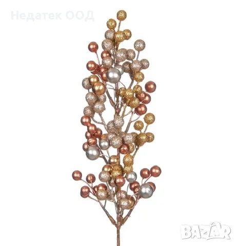 Коледна, декоративна, клонка, плодове, Шампанско, 49 см., снимка 2 - Декорация за дома - 47979695