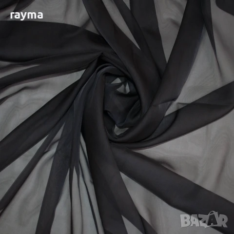 Плат Италиански черен копринен шифон, снимка 4 - Рокли - 51136945
