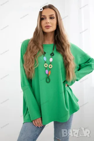 Oversize дамска блуза с колие, 8цвята , снимка 2 - Блузи с дълъг ръкав и пуловери - 48831218