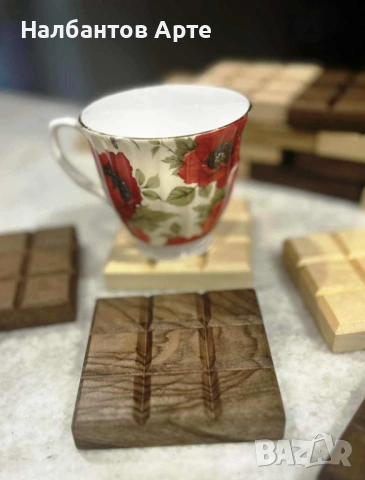 дървени подложки за чаши "шоколадче" , снимка 4 - Други стоки за дома - 53424747